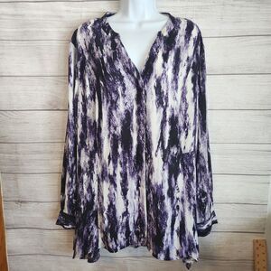 Simply Vera Tunic 3X Abstract Flowy Plus Boho Chic Lightweight Top